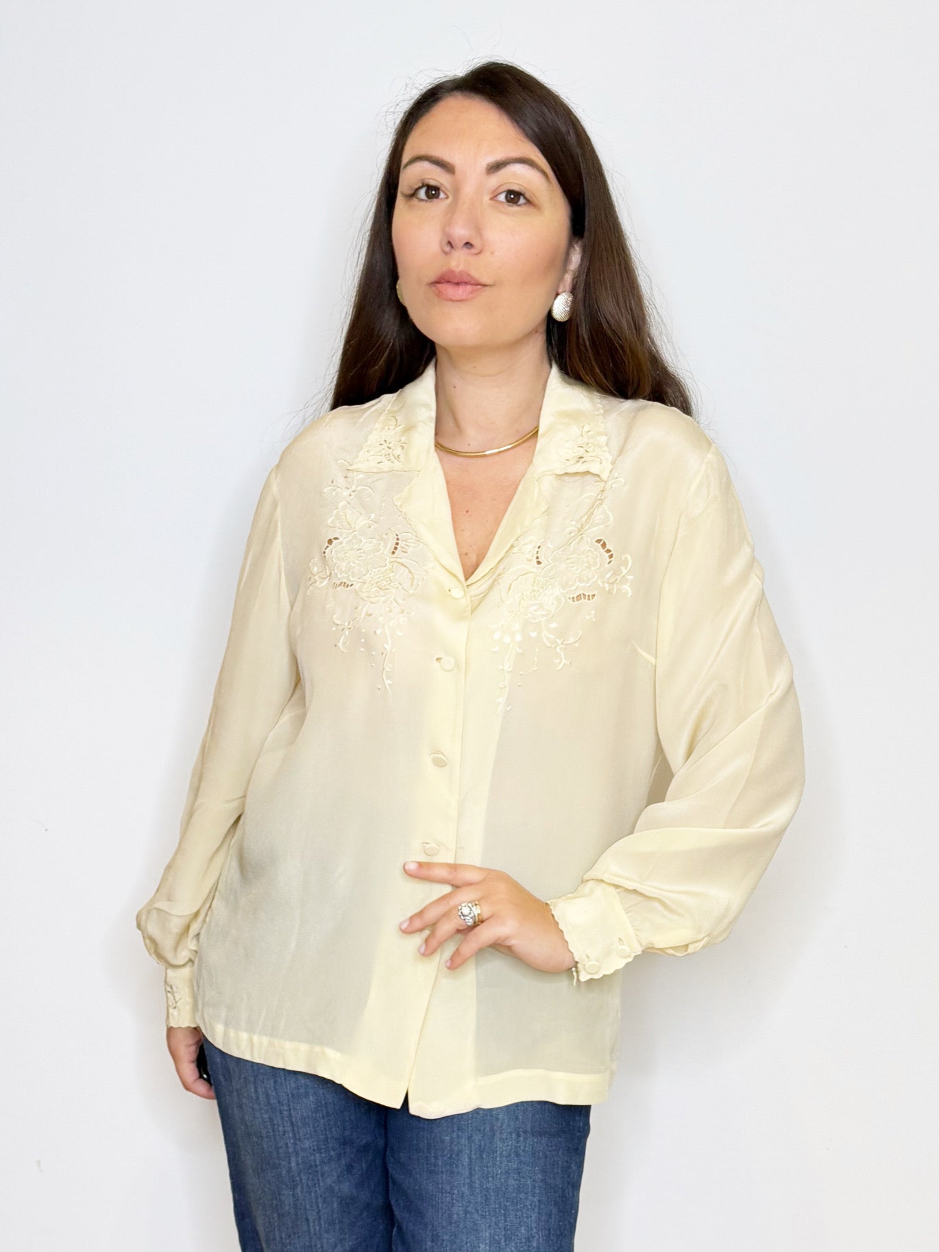 Camicia in seta con ricami