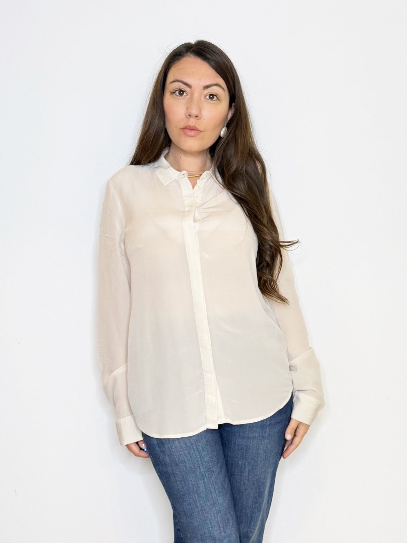 Camicia in seta color avorio