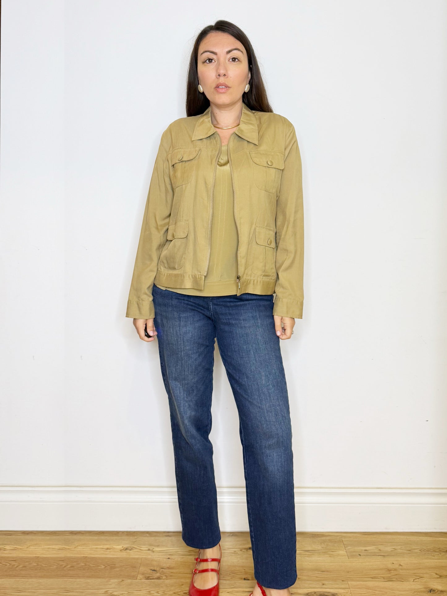 Twin set in seta khaki
