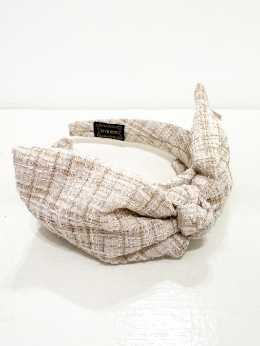 Cerchietto bon ton in tweed beige