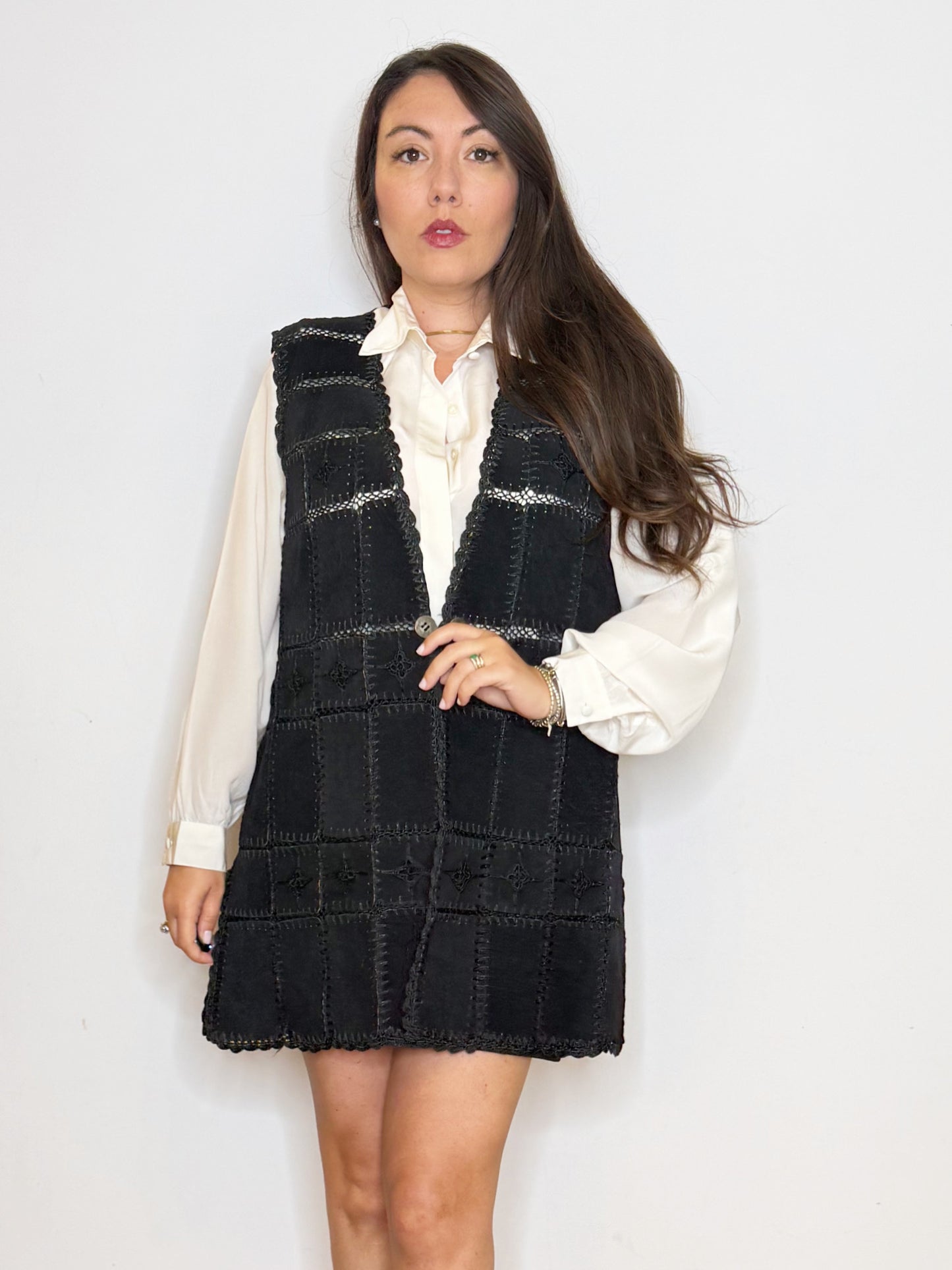 Gilet in pelle patch