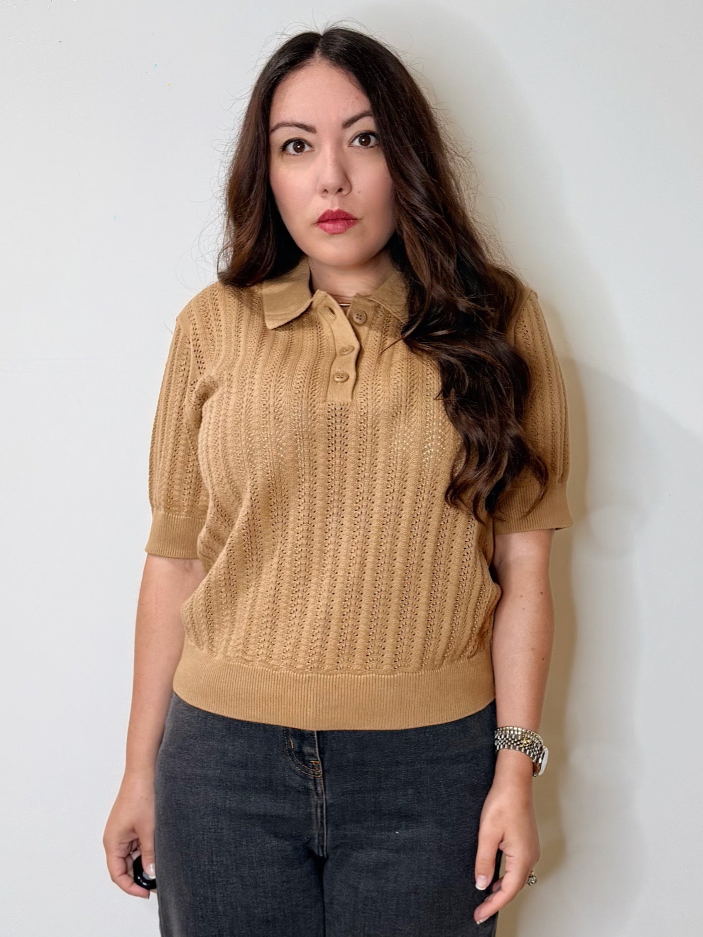 Polo in 100% cotone Camel