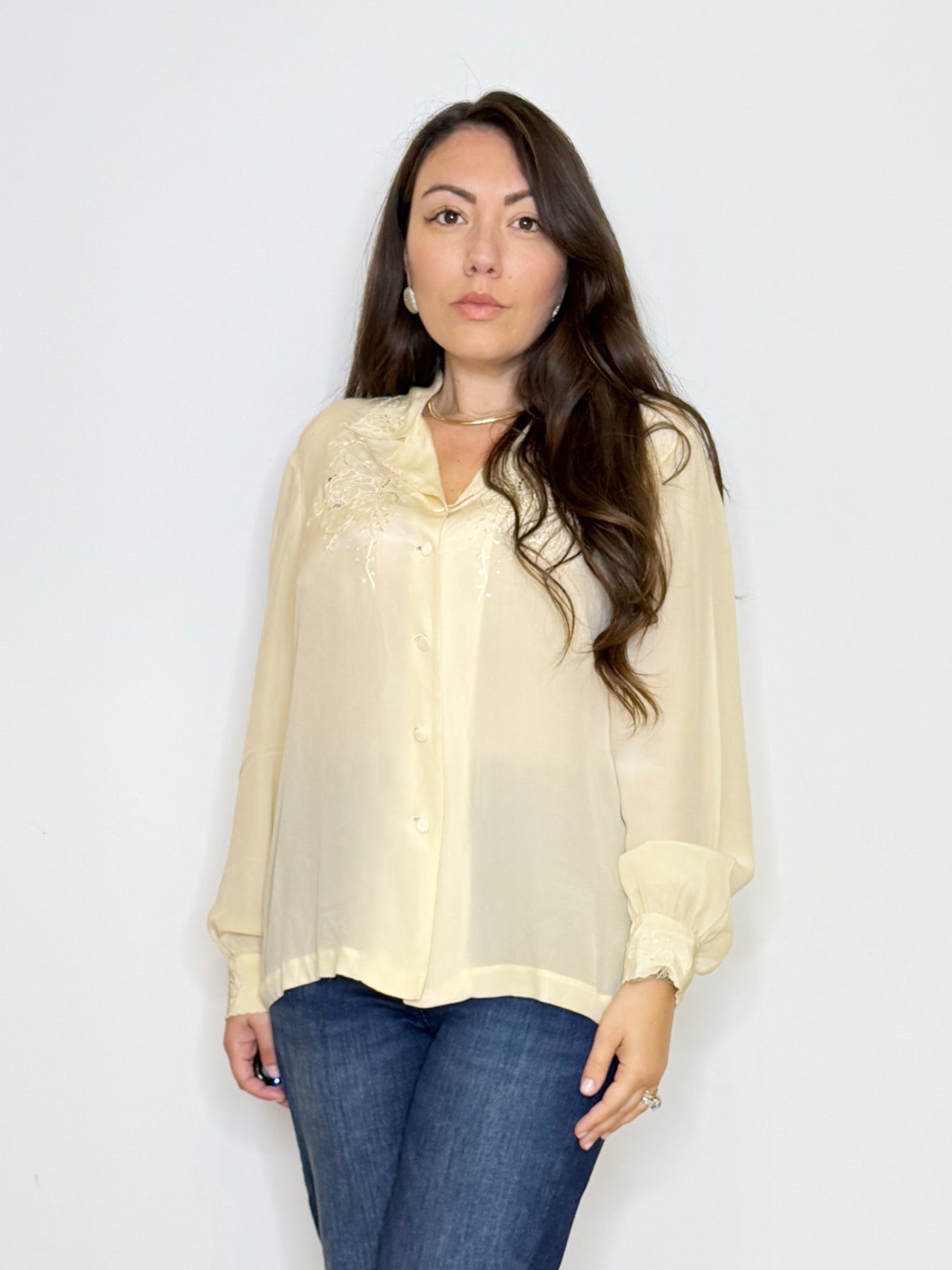 Camicia in seta con ricami
