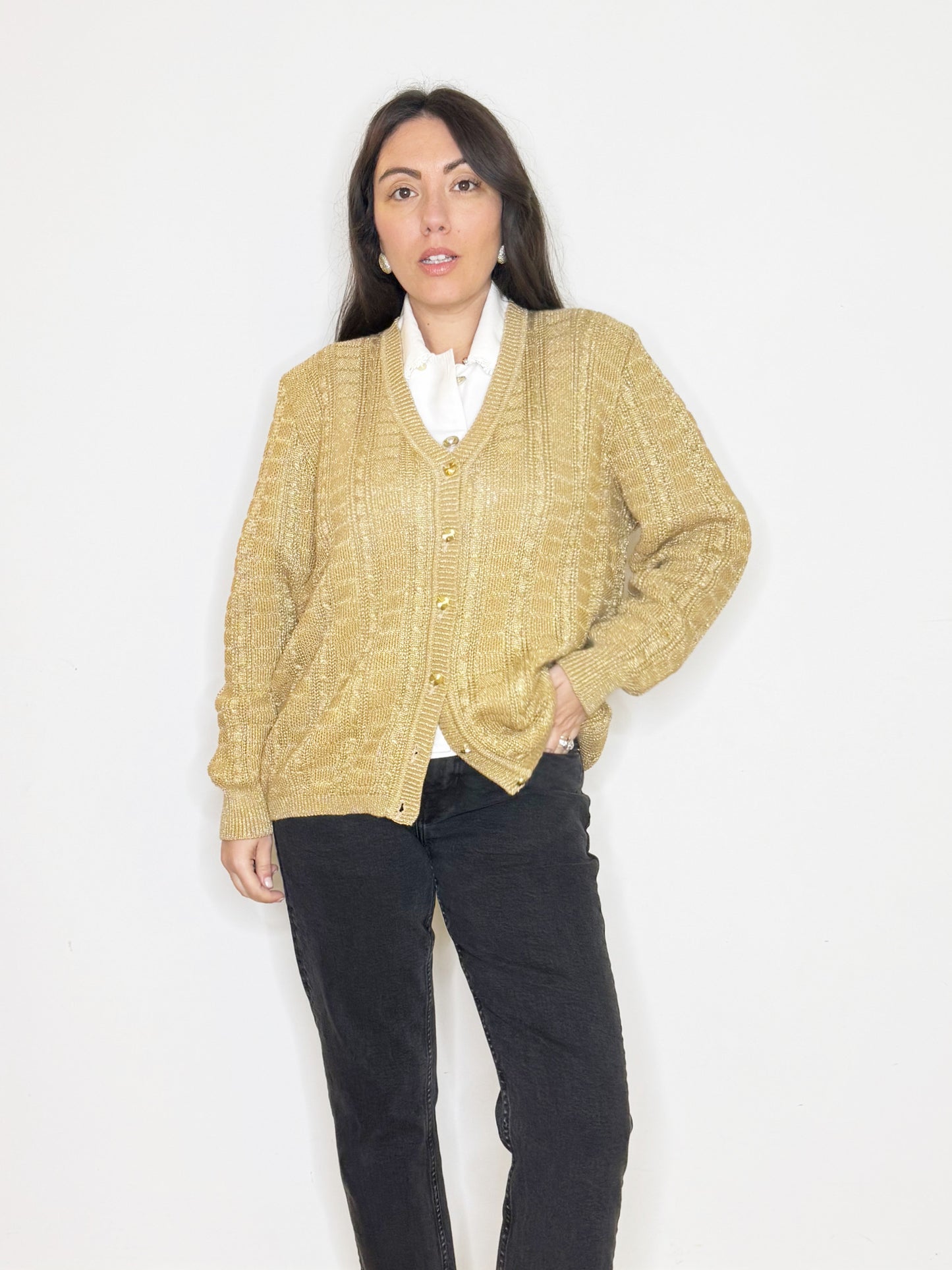 Cardigan beige and gold