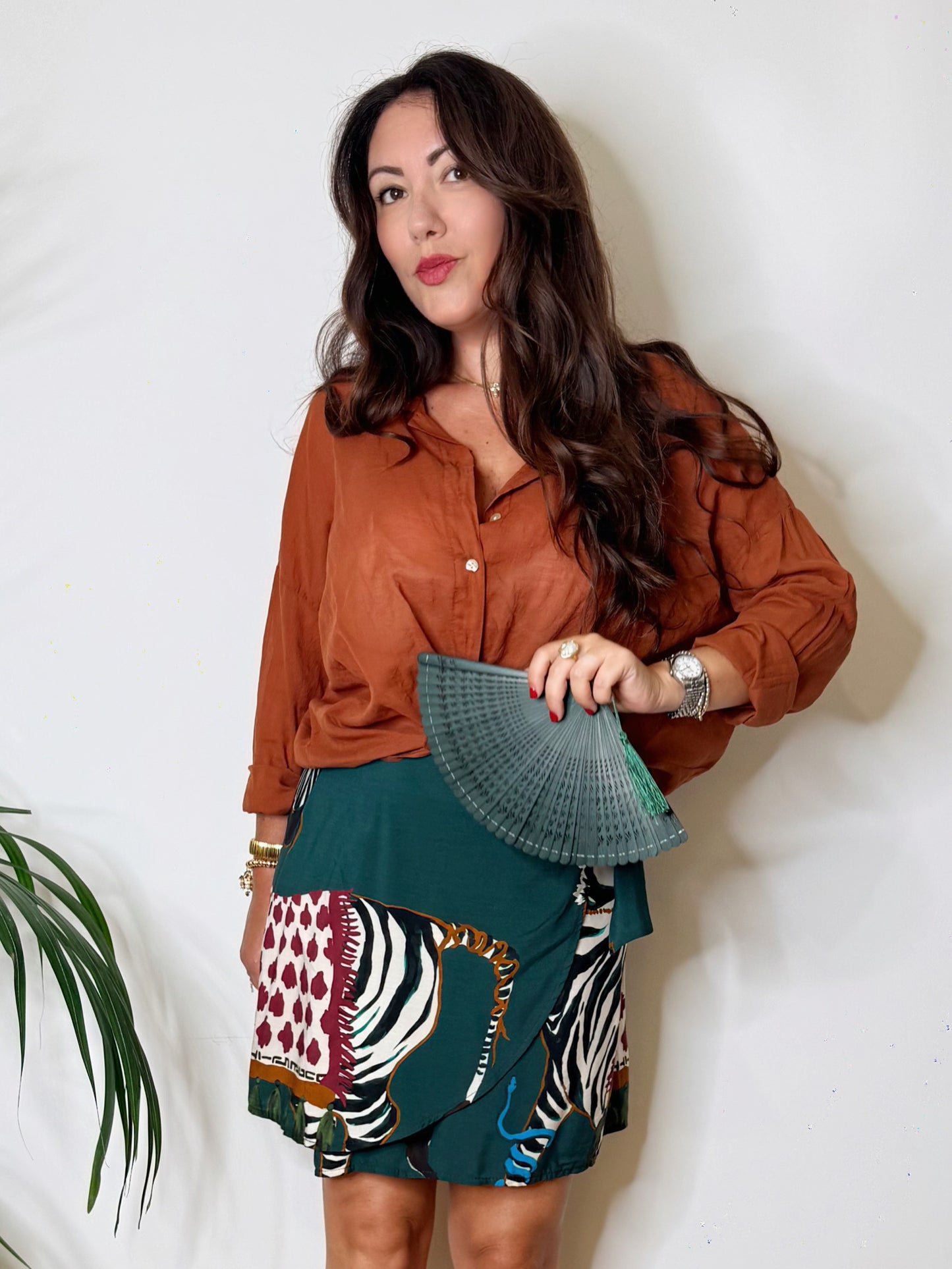 Camicia in voile di cotone terracotta