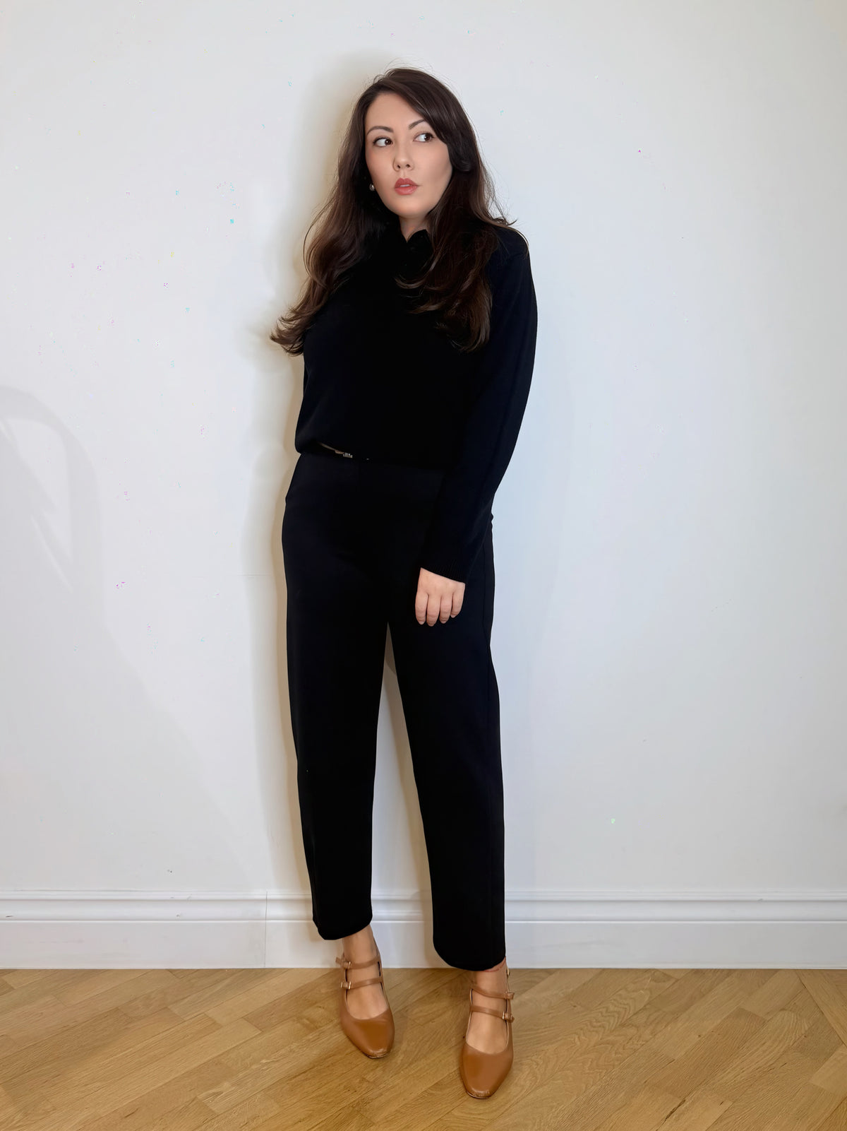 Pantalone barrel nero in punto Milano