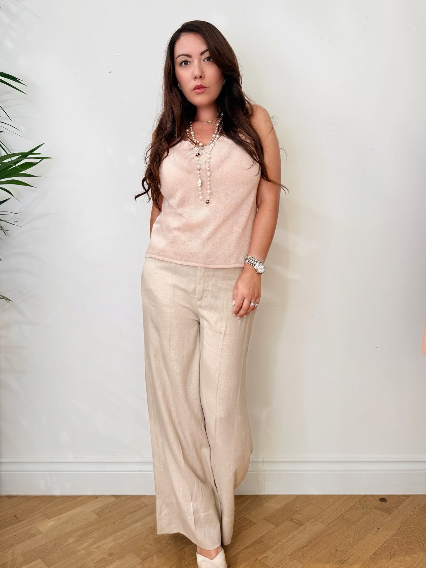 Pantalone palazzo misto lino