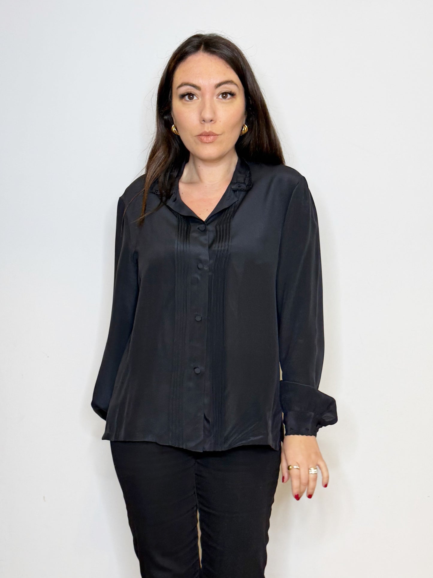 Camicia in pura seta nera