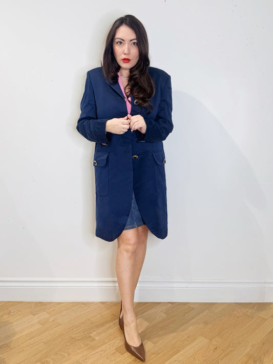 Spolverino in fresco lana blu