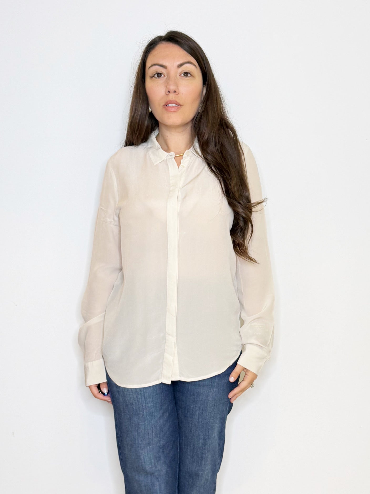 Camicia in seta color avorio