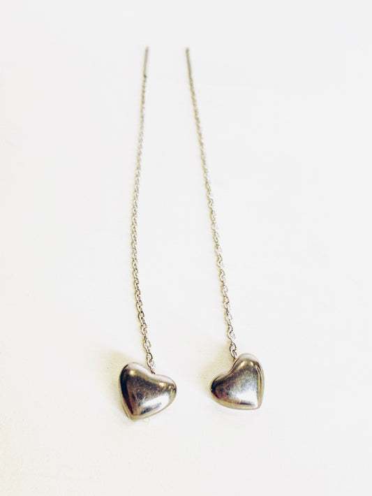 Orecchini Saliscendi cuori silver