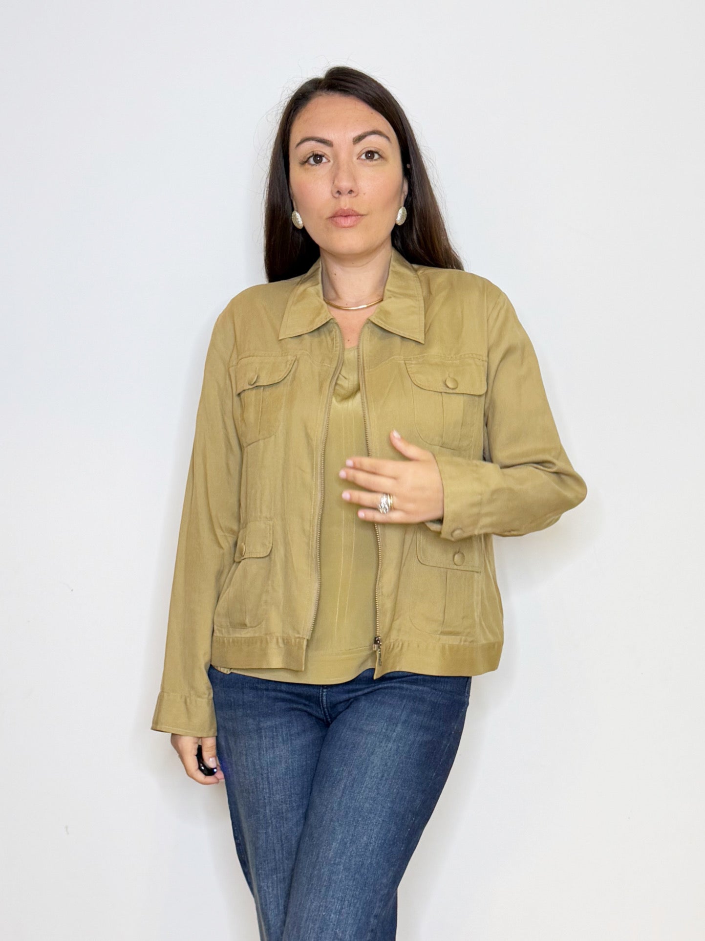 Twin set in seta khaki