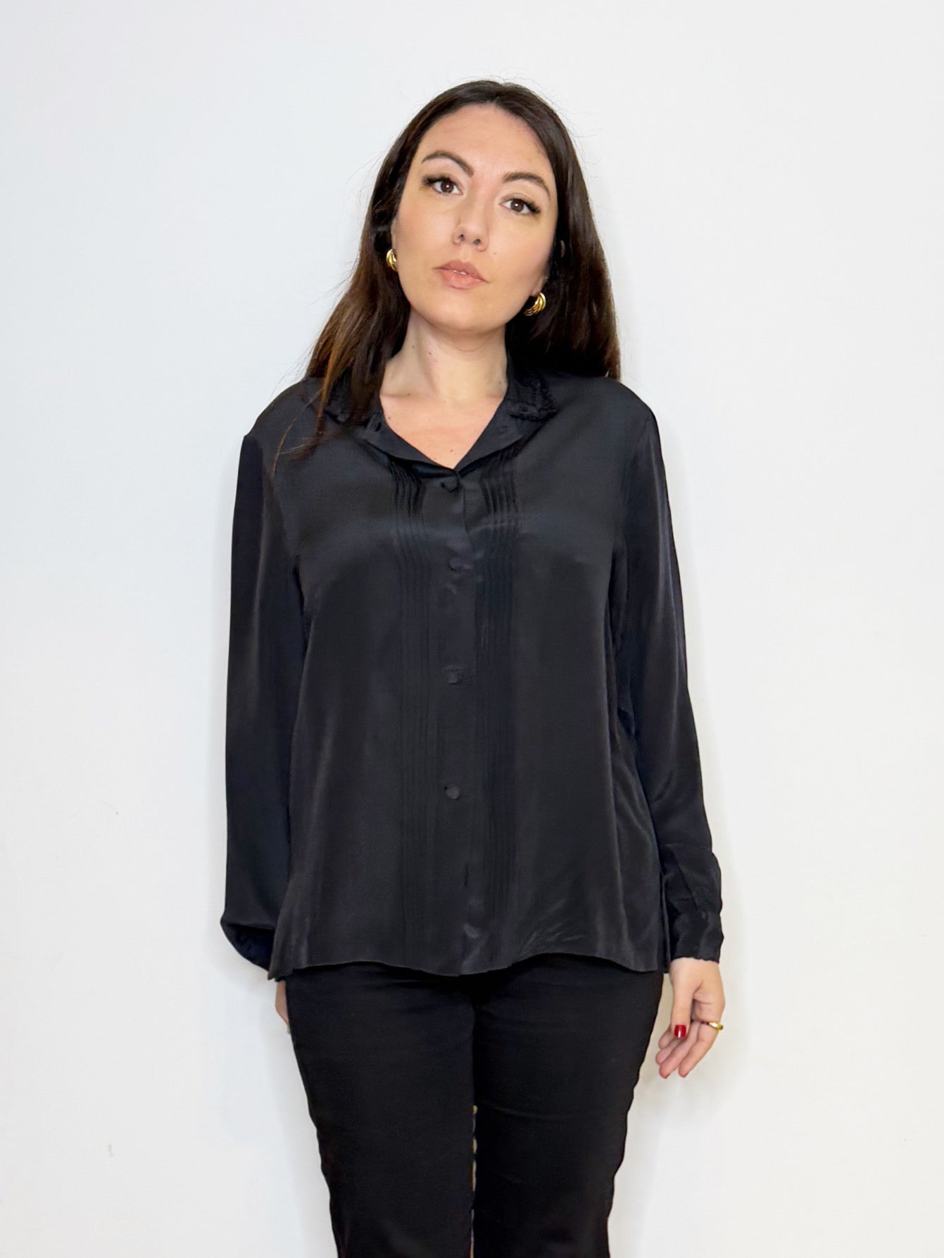 Camicia in pura seta nera