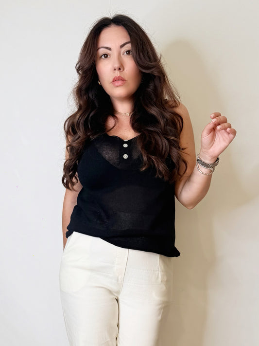 Top in maglia fine nero