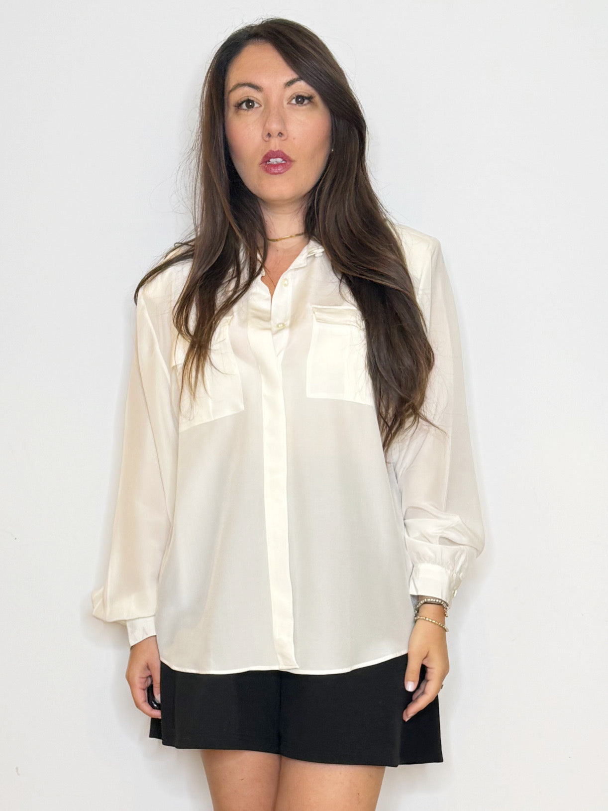 Camicia bianca in 100% seta