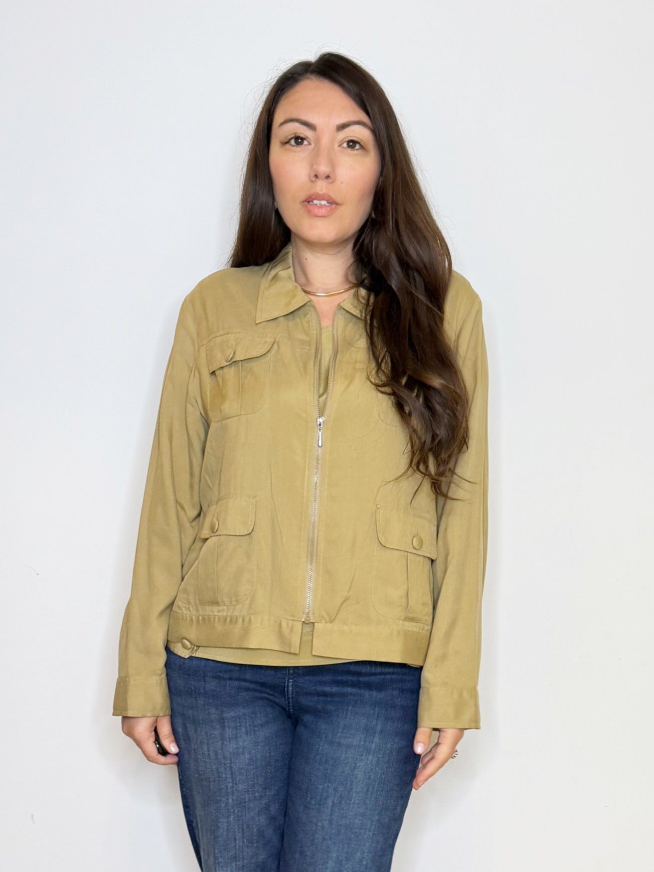 Twin set in seta khaki