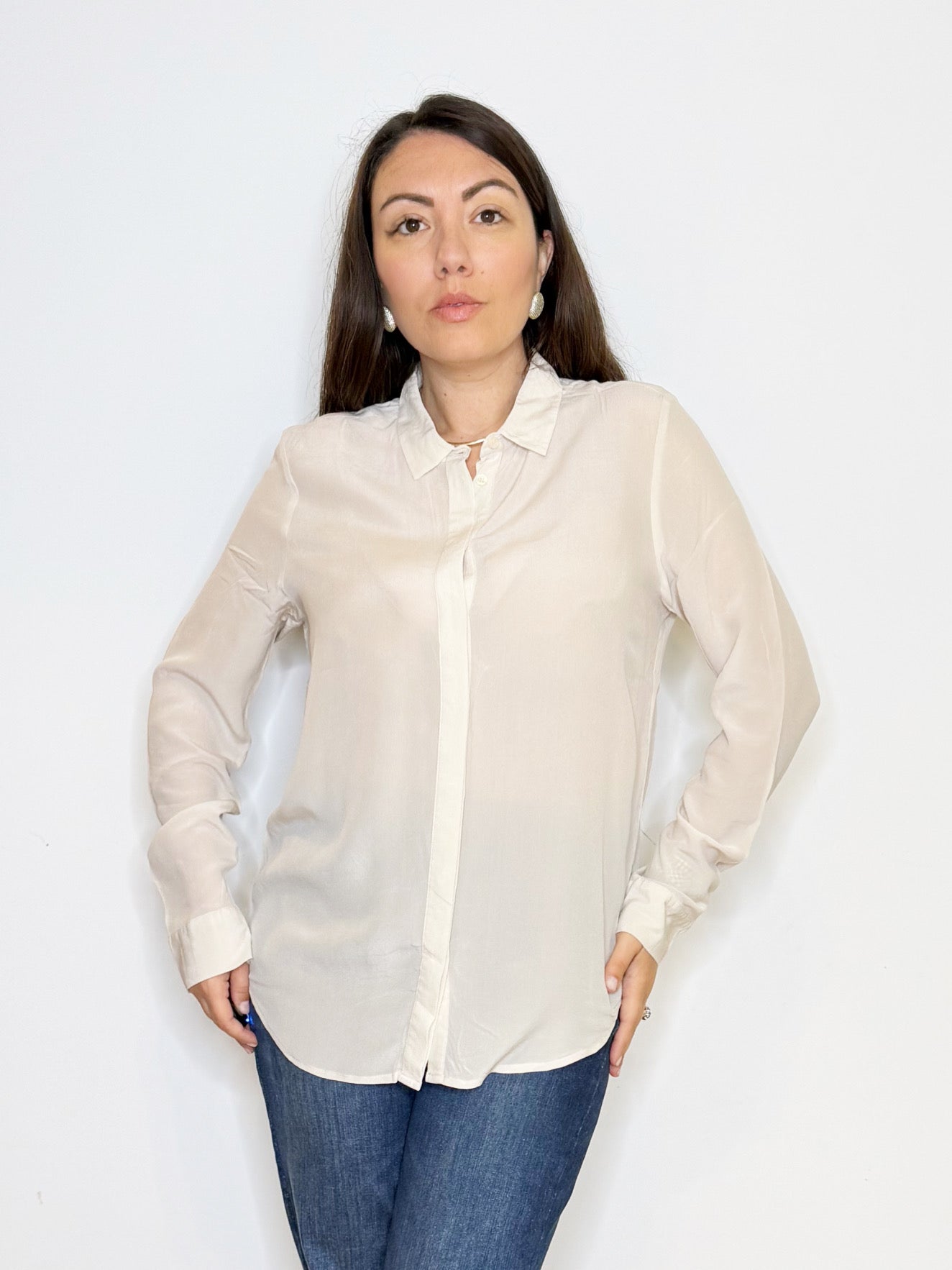 Camicia in seta color avorio