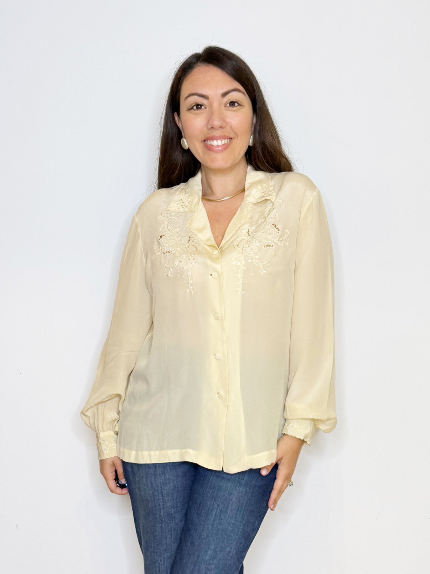 Camicia in seta con ricami