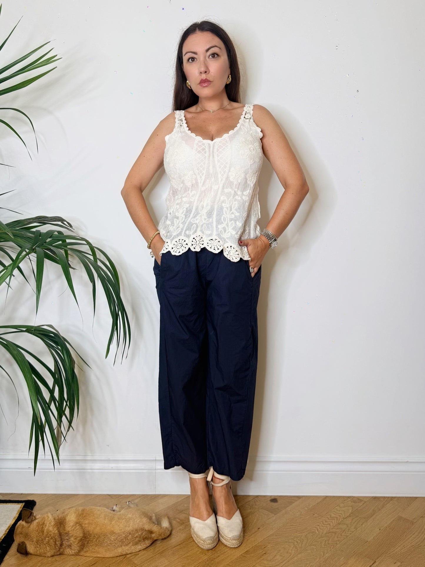 Pantalone cotone leggerissimo blu navy