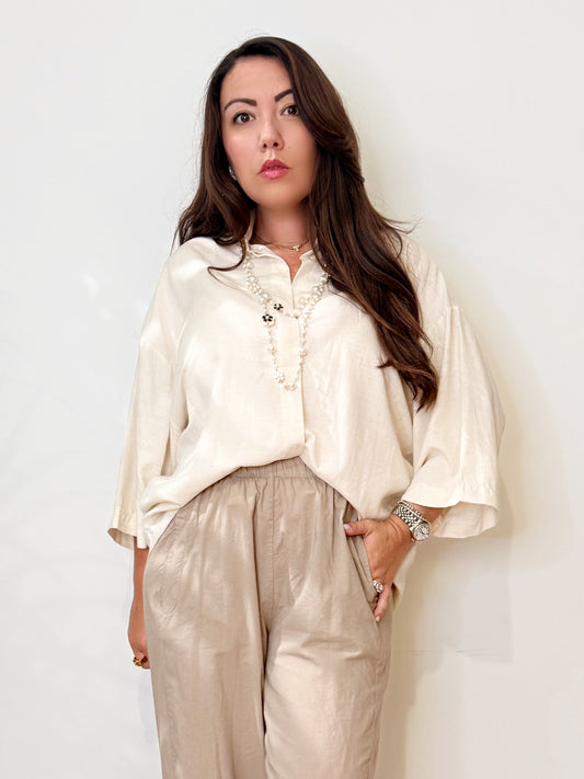 Camicia svasata misto lino