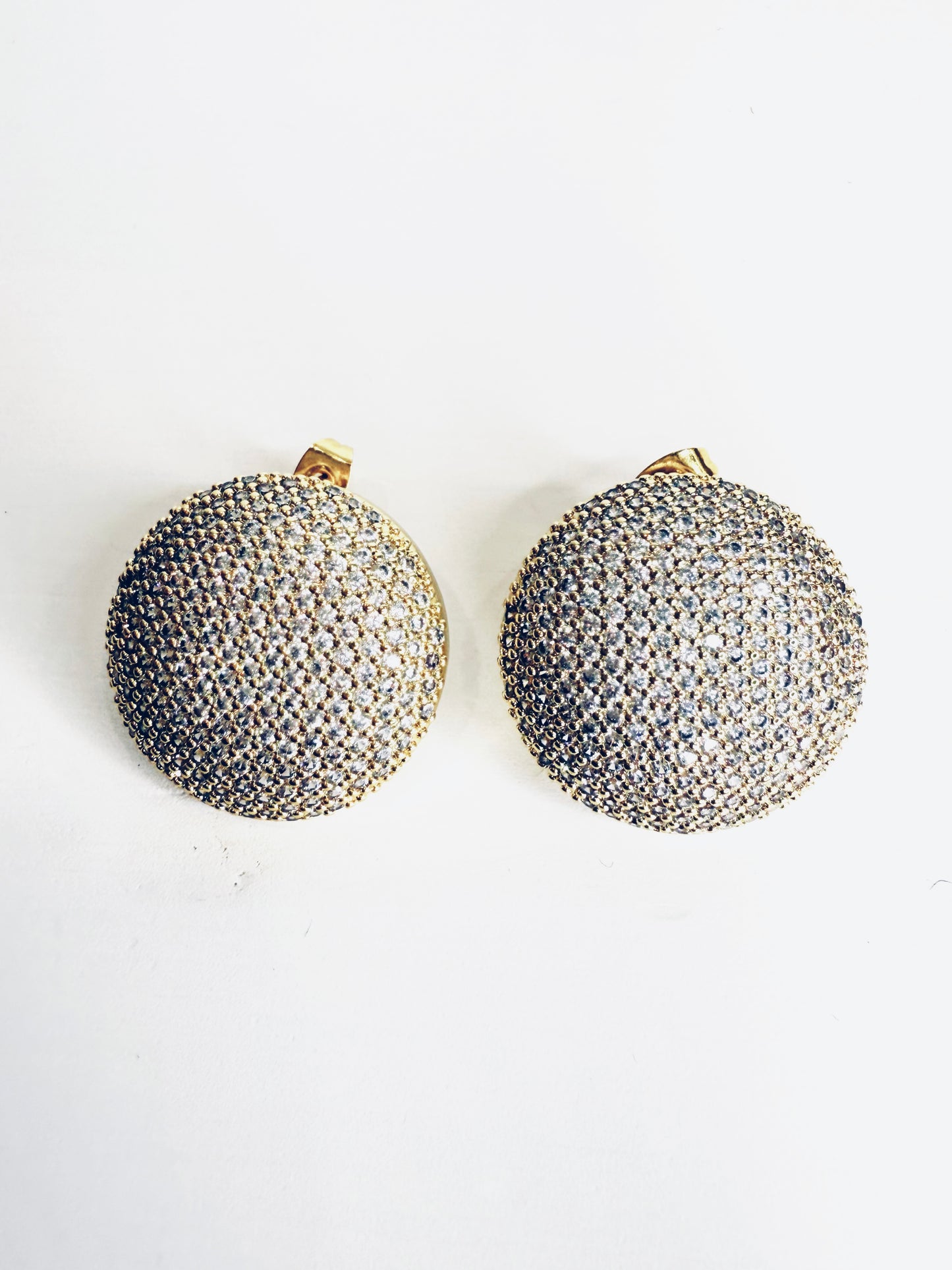 Orecchini bottoni con strass gold