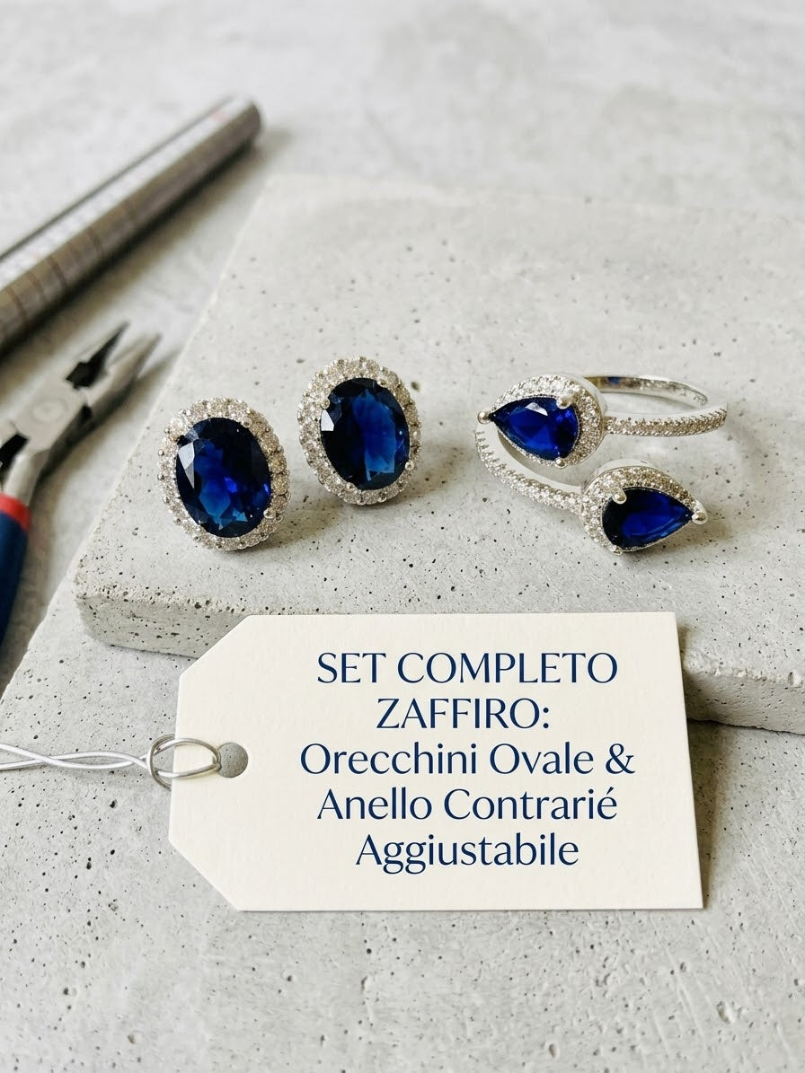 Orecchini ovali blu zaffiro