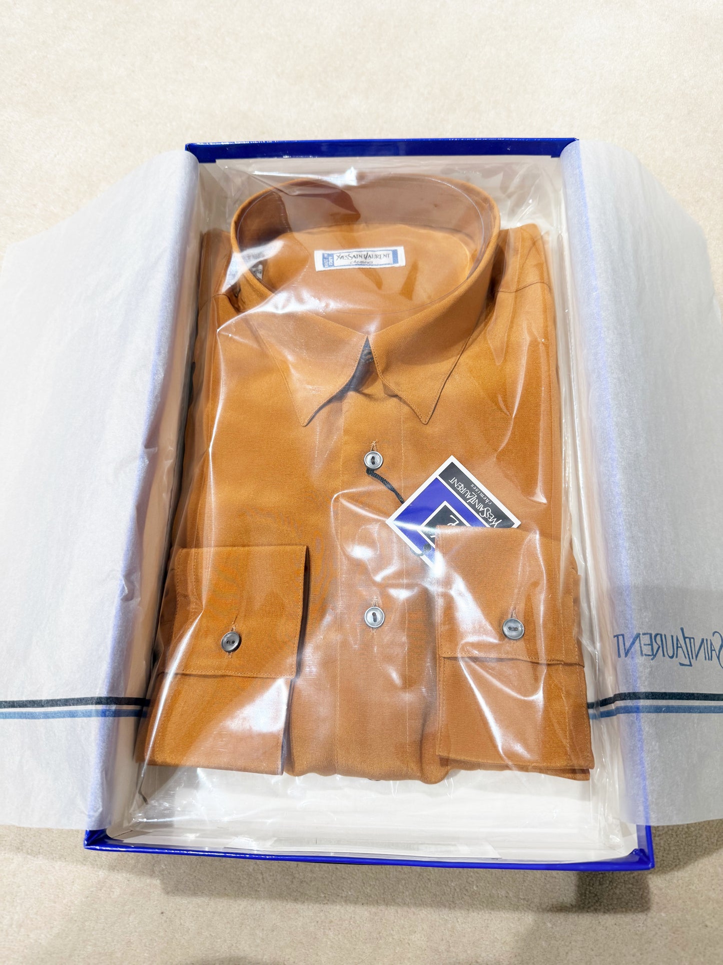 Camicia in pura seta bronzo YSL