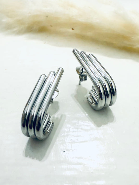 Orecchini geometrici art decò silver