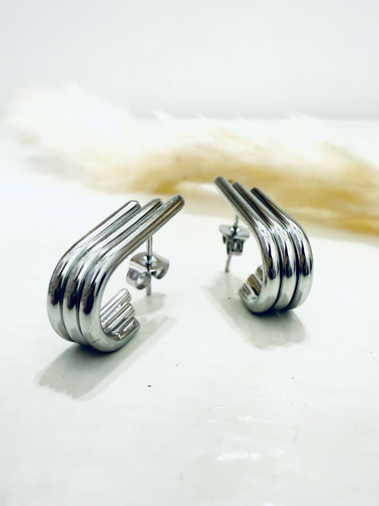 Orecchini geometrici art decò silver