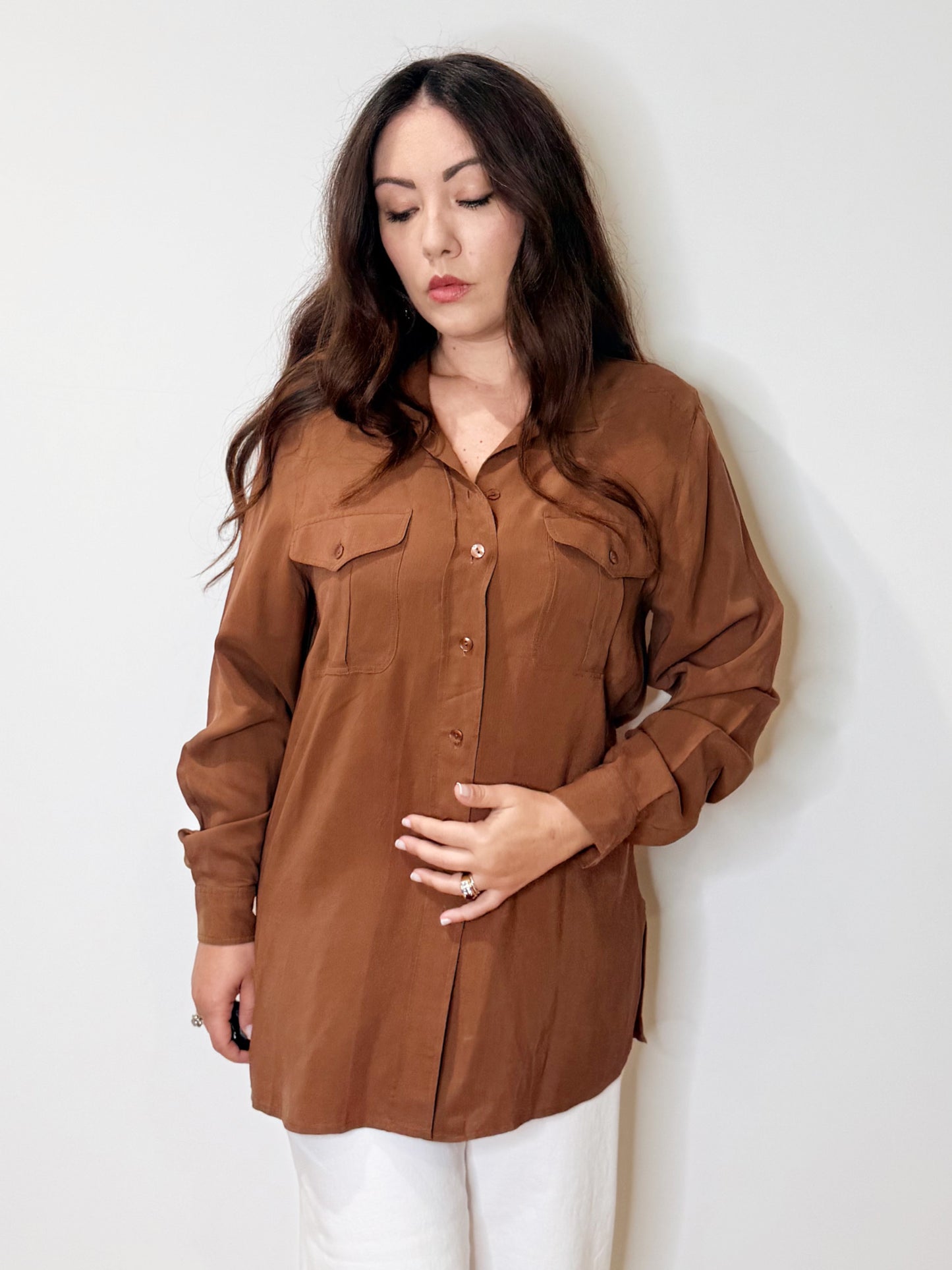 Camicia in seta cioccolato