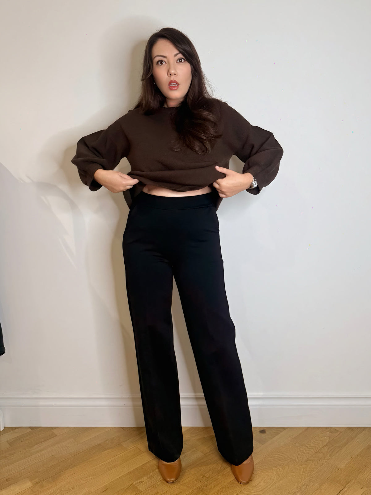 Pantalone palazzo in punto Milano nero