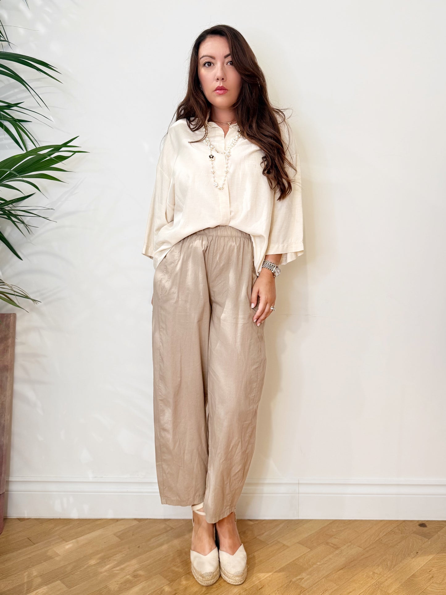 Pantalone in cotone sabbia