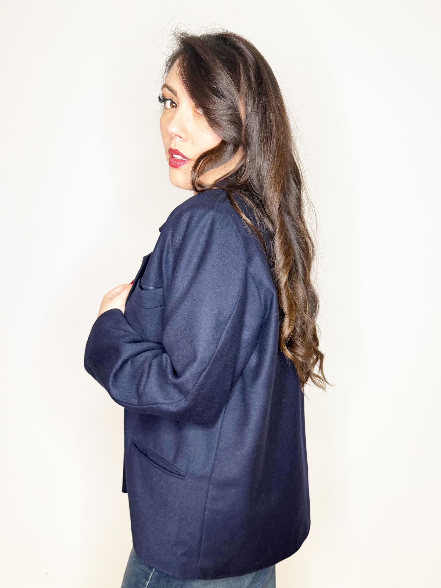 Giacca in pura lana blu