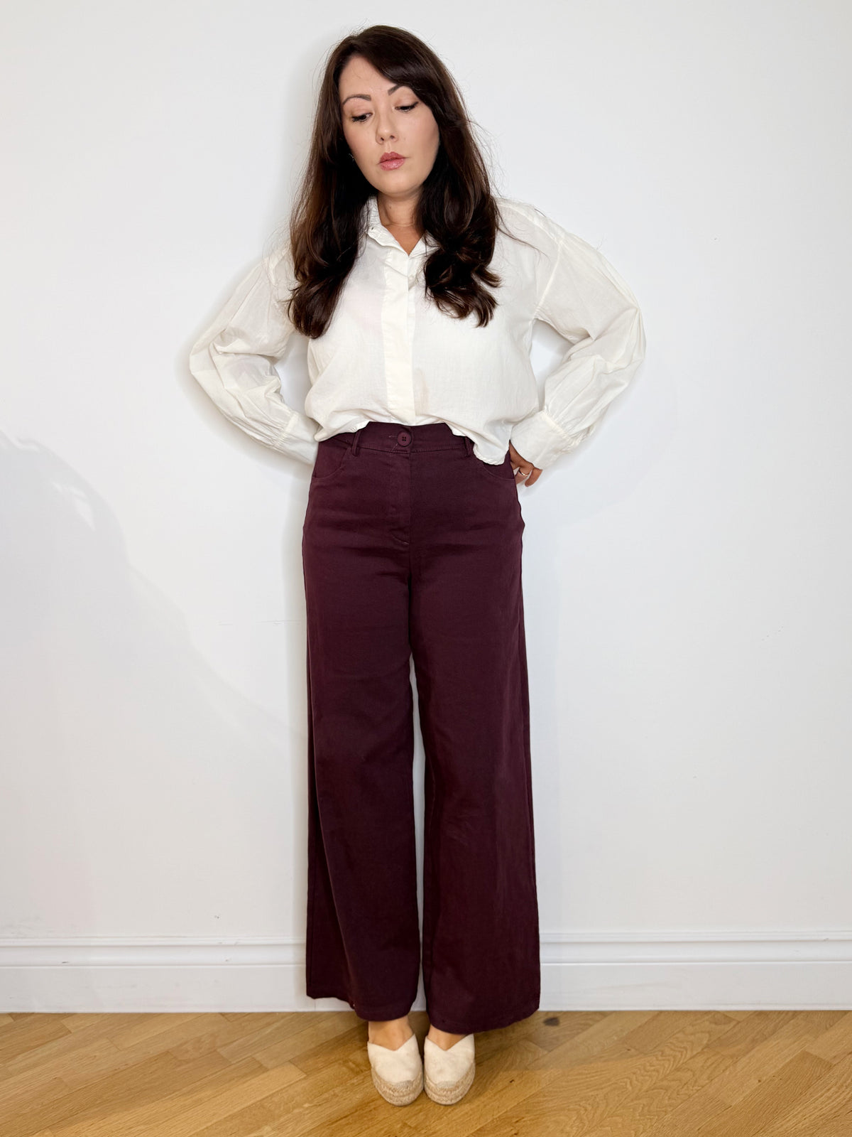 Pantalone in cotone jeans burgundy