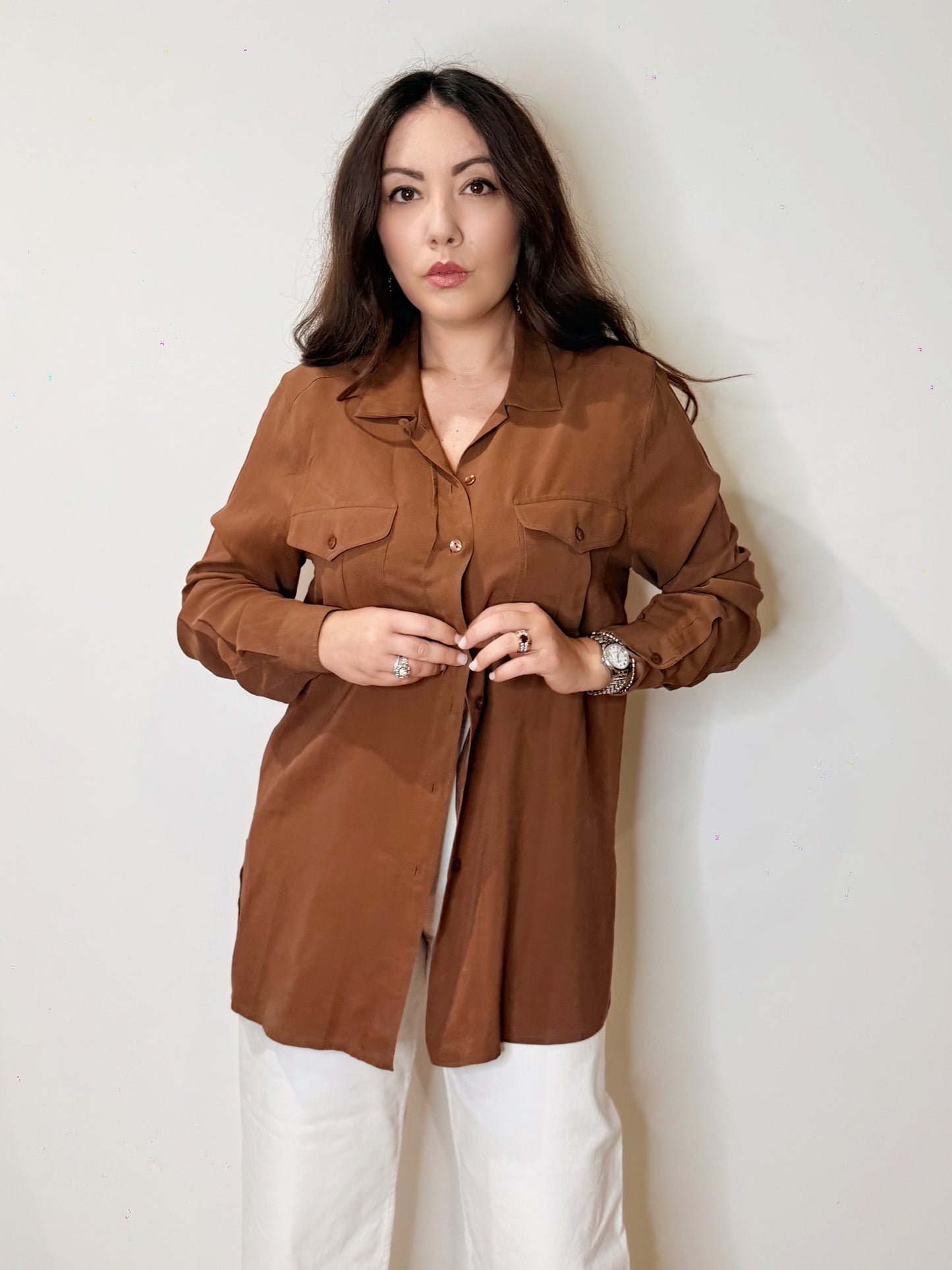 Camicia in seta cioccolato