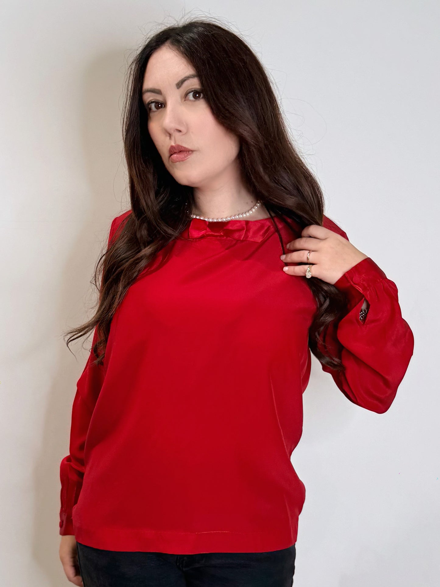 Camicia in pura seta rossa
