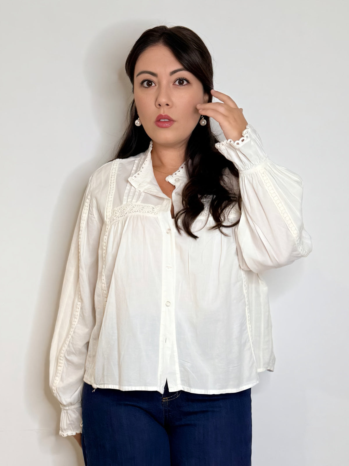 Camicia bianca bohemien 100% cotone