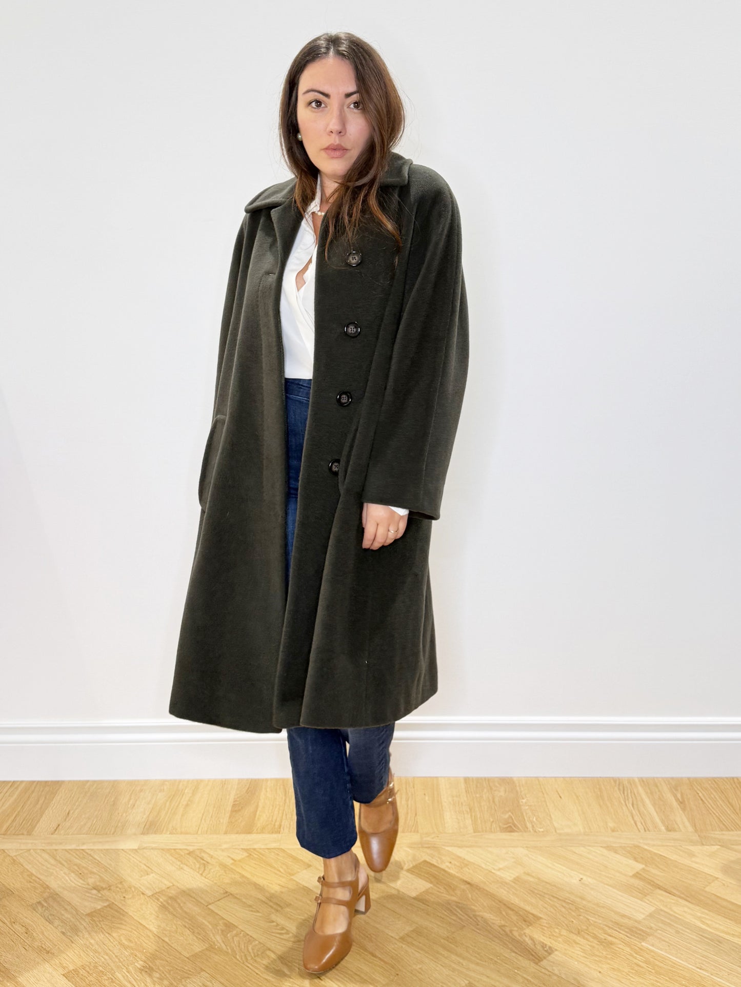 Cappotto in lana verde oliva