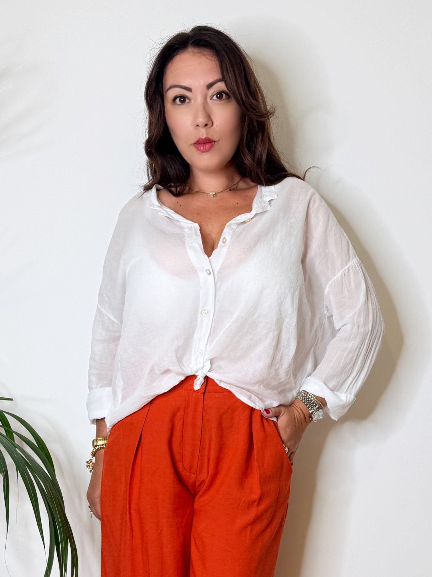 Camicia in voile di cotone