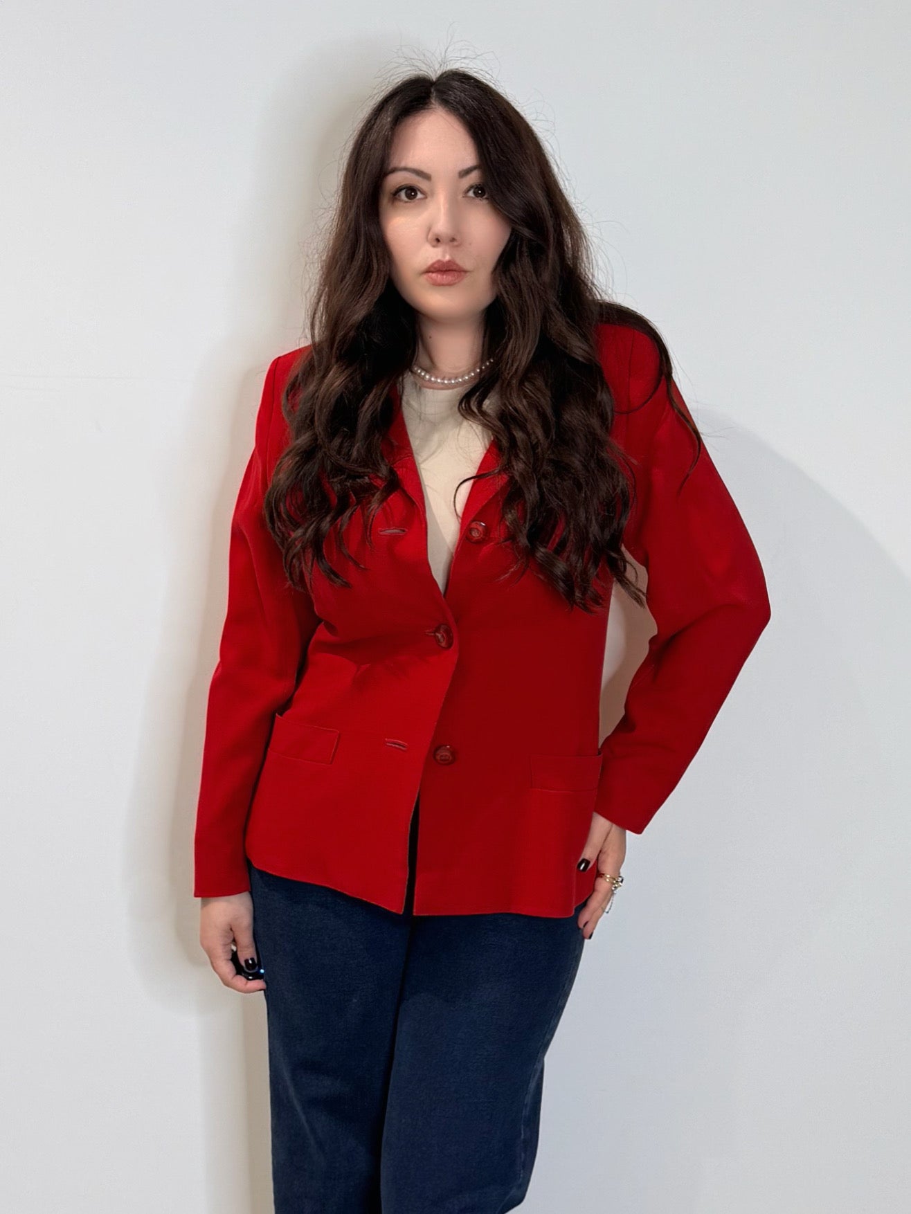 Giacca rossa in crepe