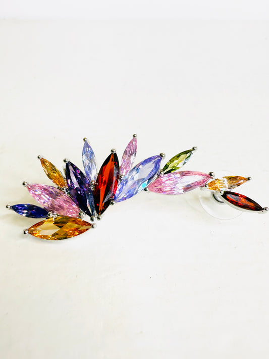 Ear cuff singolo con cristalli colorati