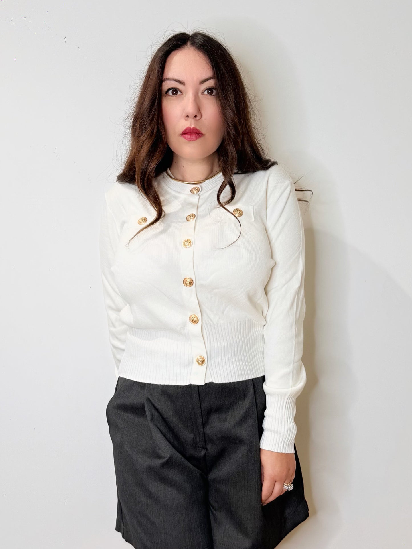 Cardigan bon ton panna