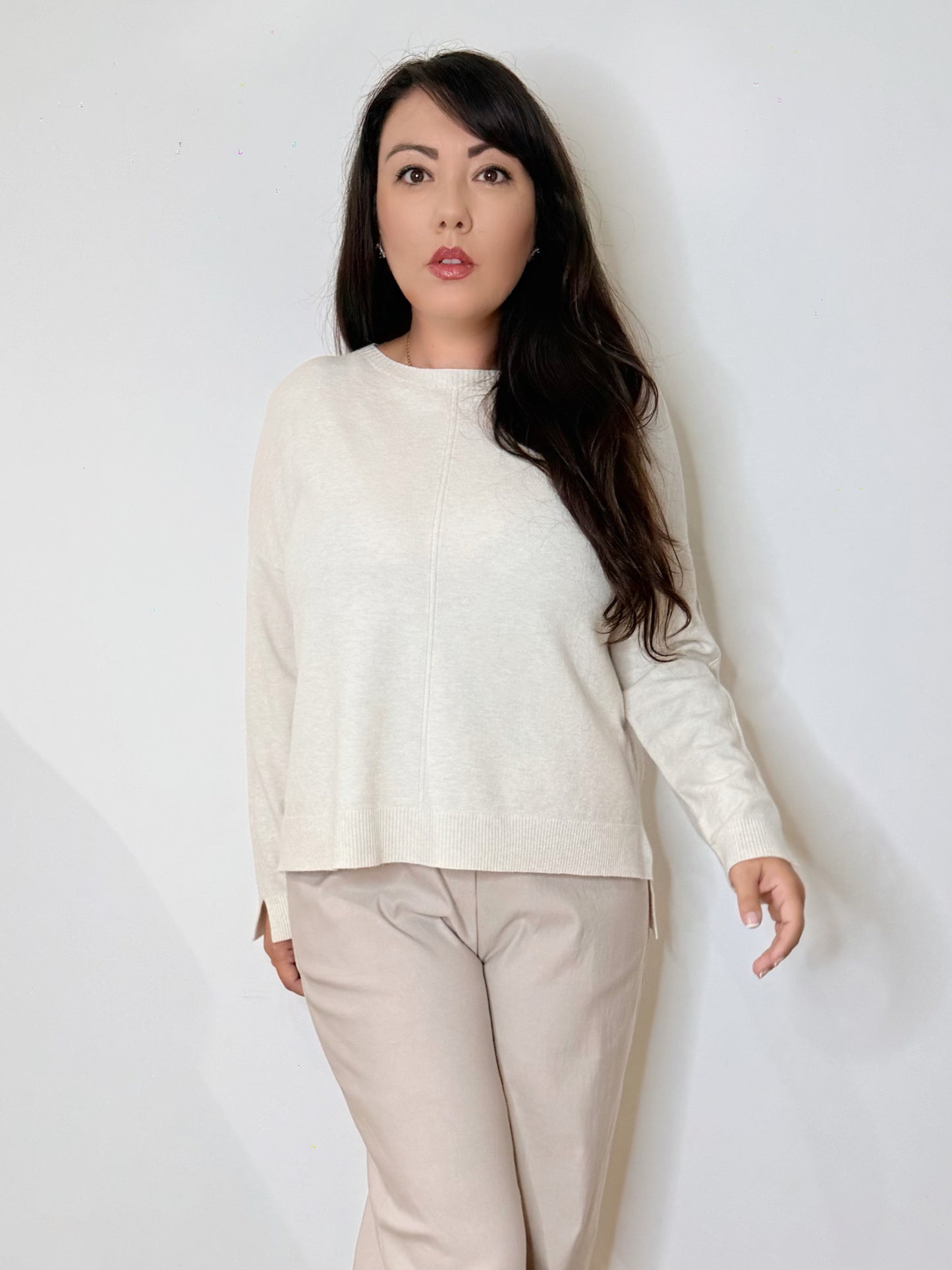 Maglia svasata panna