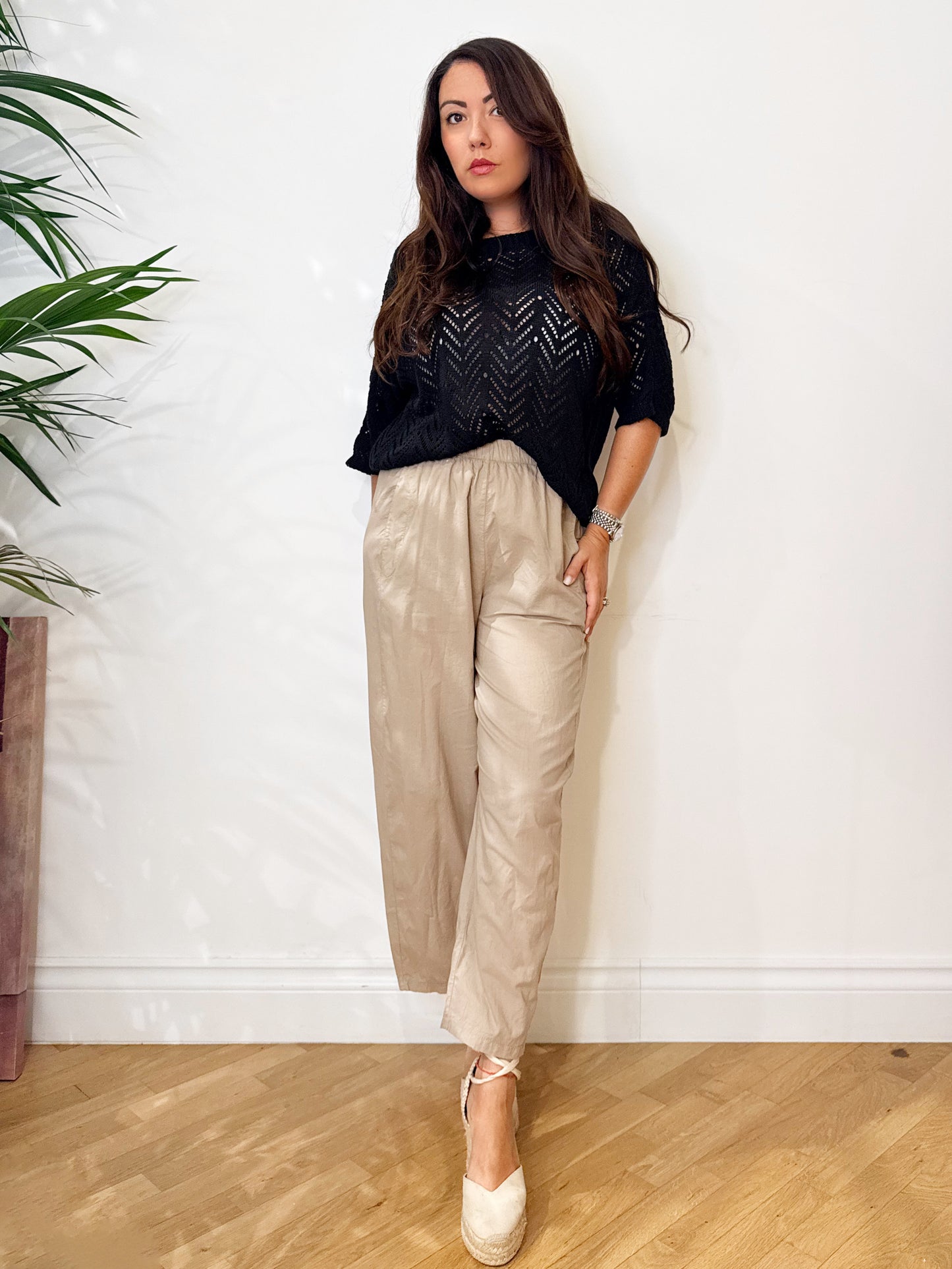Pantalone in cotone sabbia