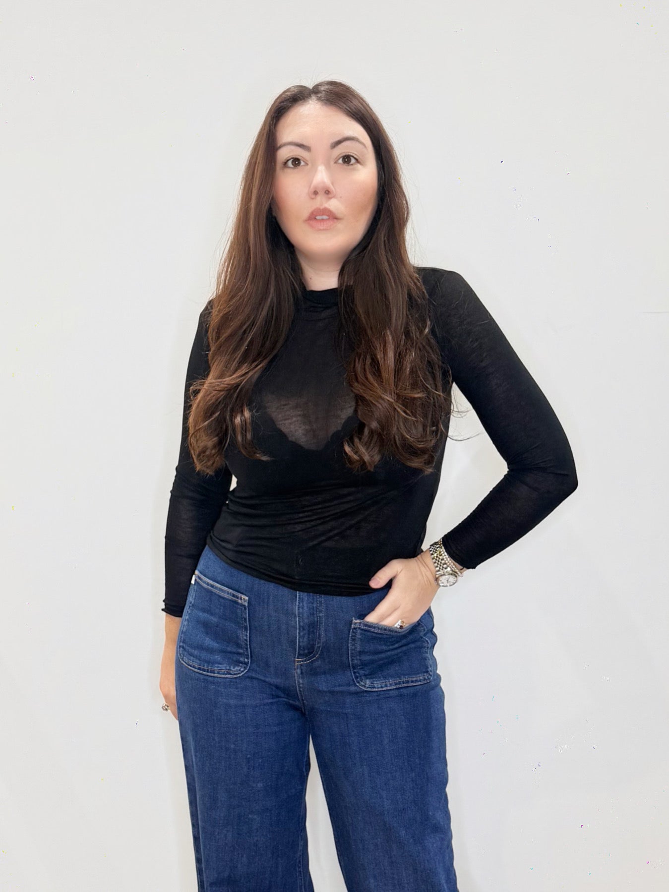 Maglia misto cashmere ultra light nera