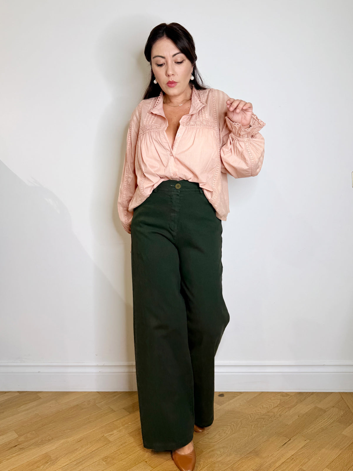 Pantalone in cotone jeans verde