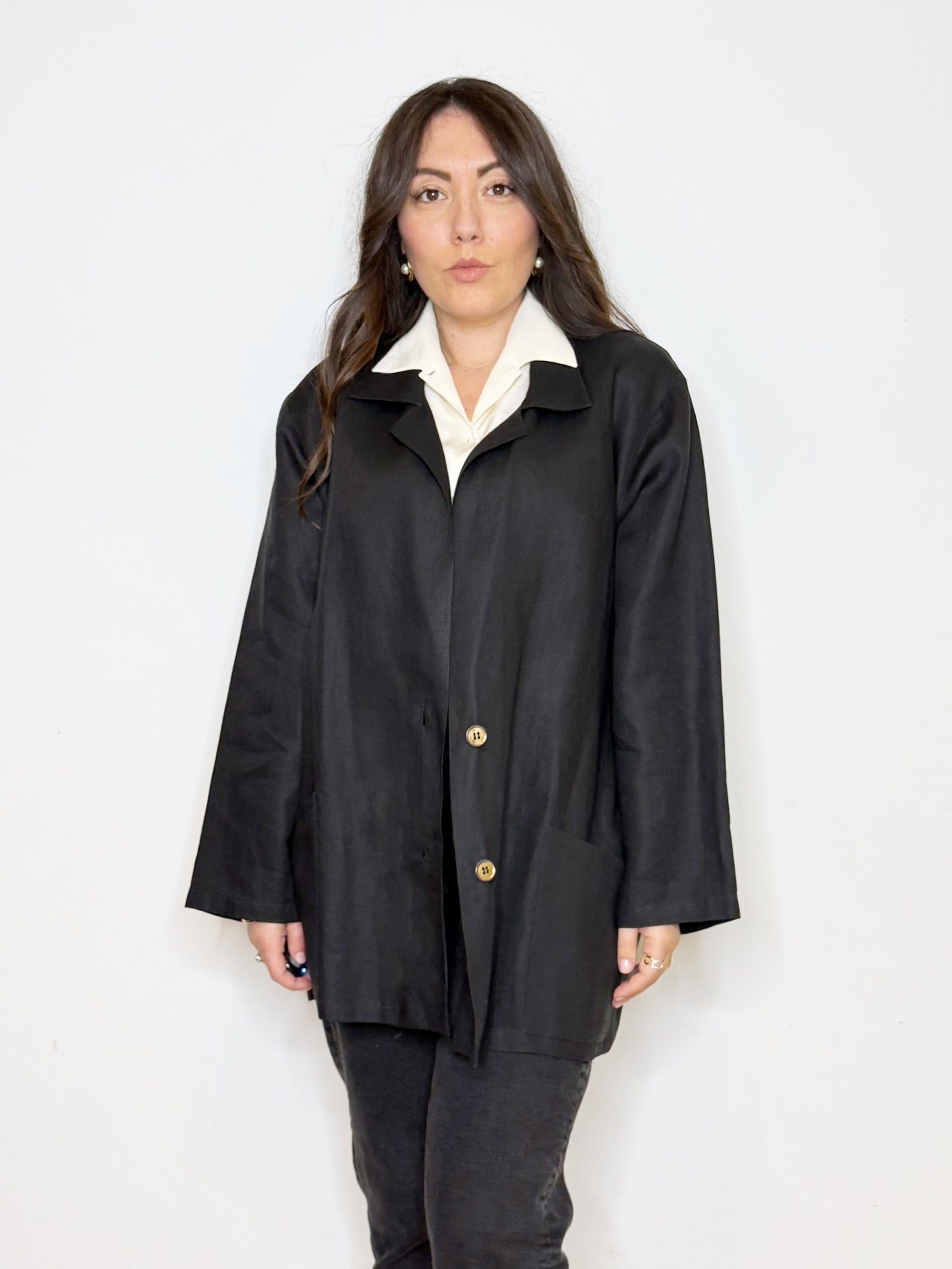 Giacca in lino nera