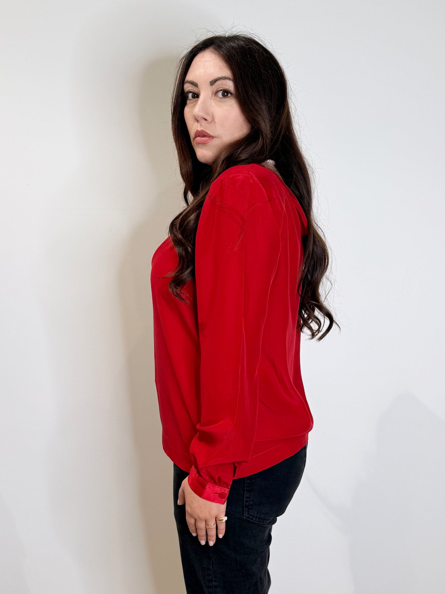 Camicia in pura seta rossa