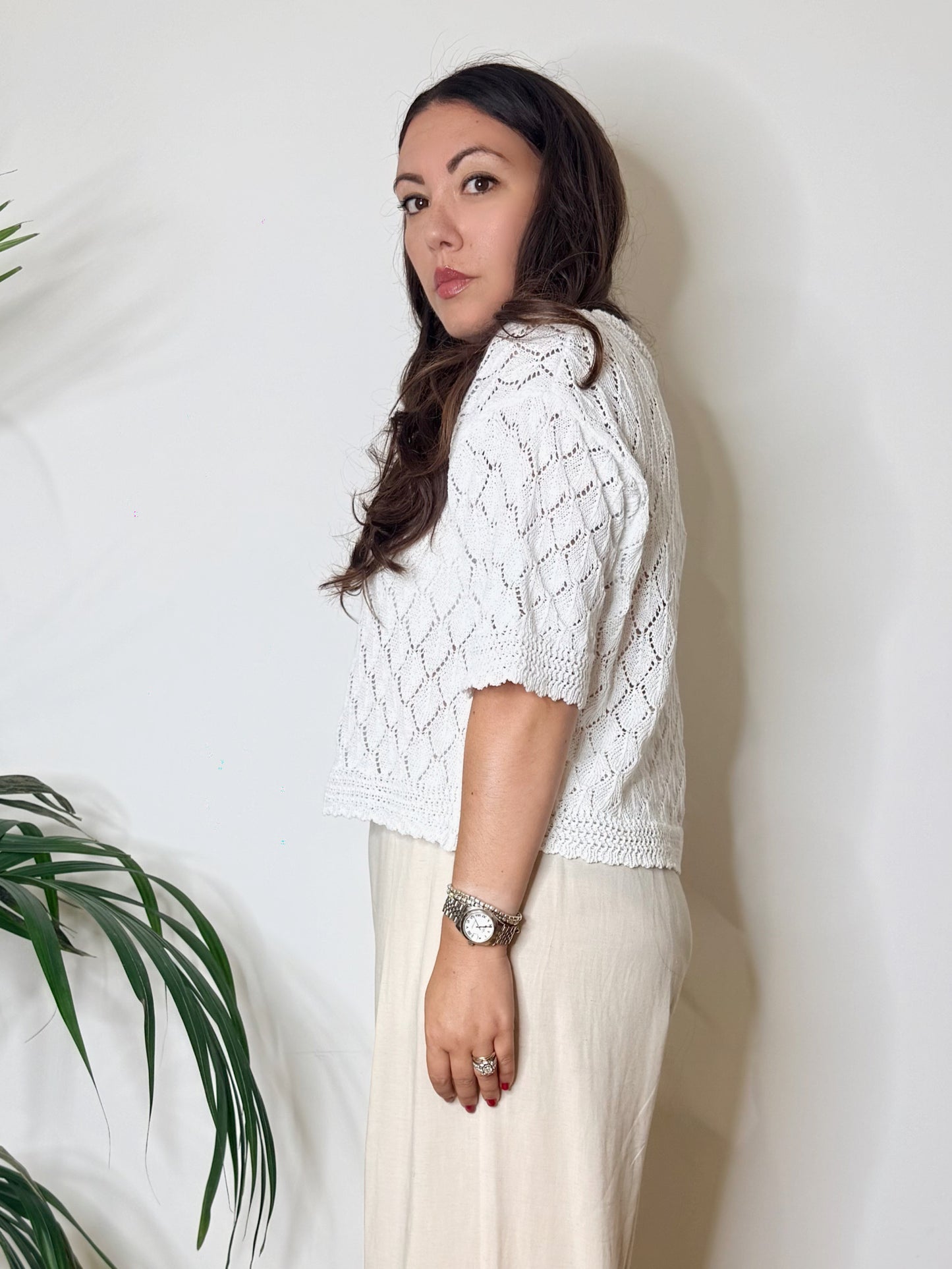 T-shirt in maglia traforata
