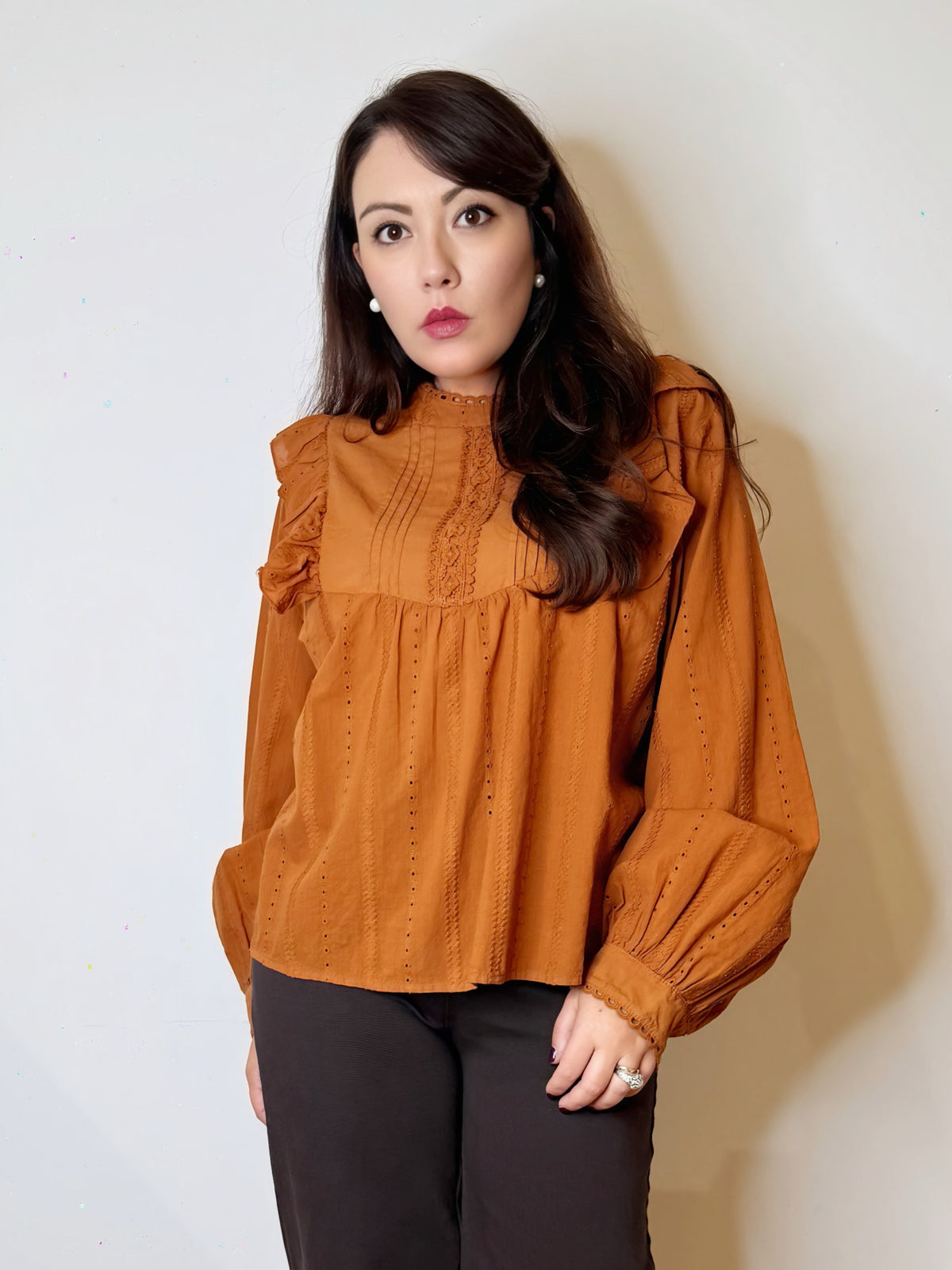 Camicia bohemien cotone zucca